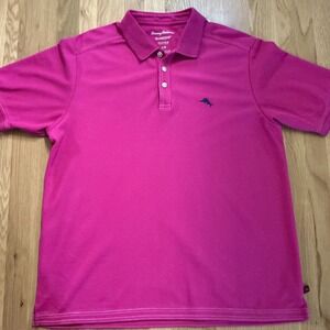 Tommy Bahama IslandZone Supima Cotton Polo Men's Large Pink Short Sleeve Shirt L
